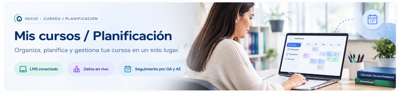 Banner de cursos y planificación del Portal Docente