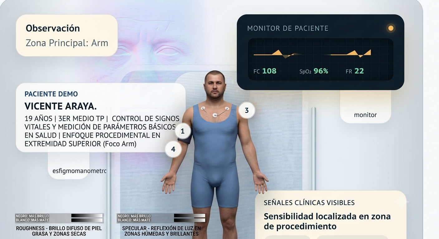 Simulación digital de monitoreo de paciente en Aula TP Chile
